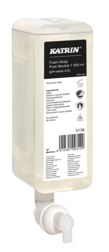 Katrin 3136 delikatne mydło w piance Foam Soap Pure Neutral 1000 ml (zastąpiło wycofane mydło w pianie Katrin 954274)