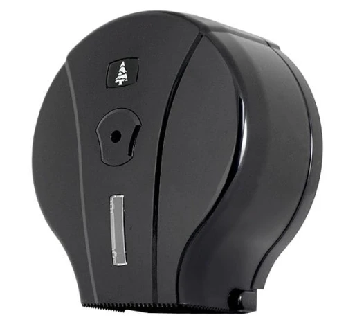 Podajnik papieru toaletowego Jumbo o średnicy do 19 cm, czarny plastik ABS