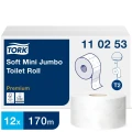 Papier toaletowy mini jumbo rola miękki Tork 110253 Premium, długość 170 m, celuloza dwuwarstwowa, system T2