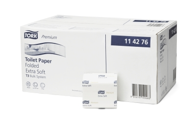 Luksusowy papier toaletowy w składce dwuwarstwowej Tork Premium 114276 system T3, kolor biały, ekstra miękki, 30 x 252 szt = 7 560 szt w kartonie