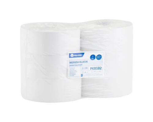 Papier toaletowy średnicy 23 cm, długość 340 m biały 1-warstwowy, 6 szt