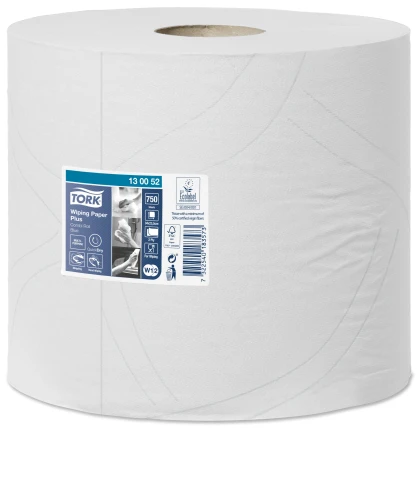 Papierowe czyściwo przemysłowe Tork 130041, długość 255 m x 23,5 cm, białe dwuwarstwowe, rolka bez opakowania