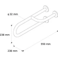 Poręcz umywalkowa prawa ze stali nierdzewnej polerowanej 55 cm, wymiary