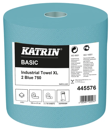 Czyściwo papierowe Katrin Basic XL 2 Blue 445579, długość 187,5 m, 2-warstwowe koloru niebieskiego