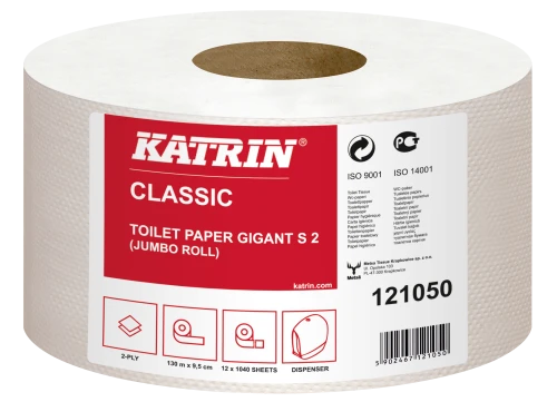 Papier toaletowy 121050 Katrin Classic Gigant S 2, długość 130 m, kolor biały, dwuwarstwowy