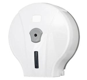 Podajnik papieru toaletowego Jumbo o średnicy do 19 cm, biały plastik