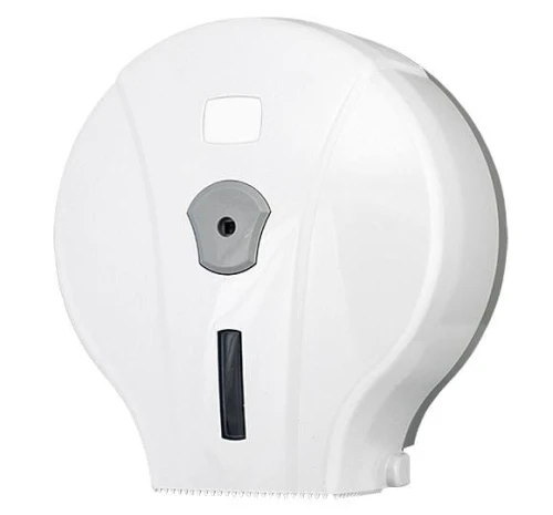 Podajnik papieru toaletowego Jumbo o średnicy do 19 cm, białe tworzywo ABS z elementami szarymi
