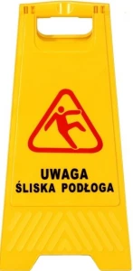 Tablica ostrzegawcza  "UWAGA! Śliska podłoga" polskie napisy